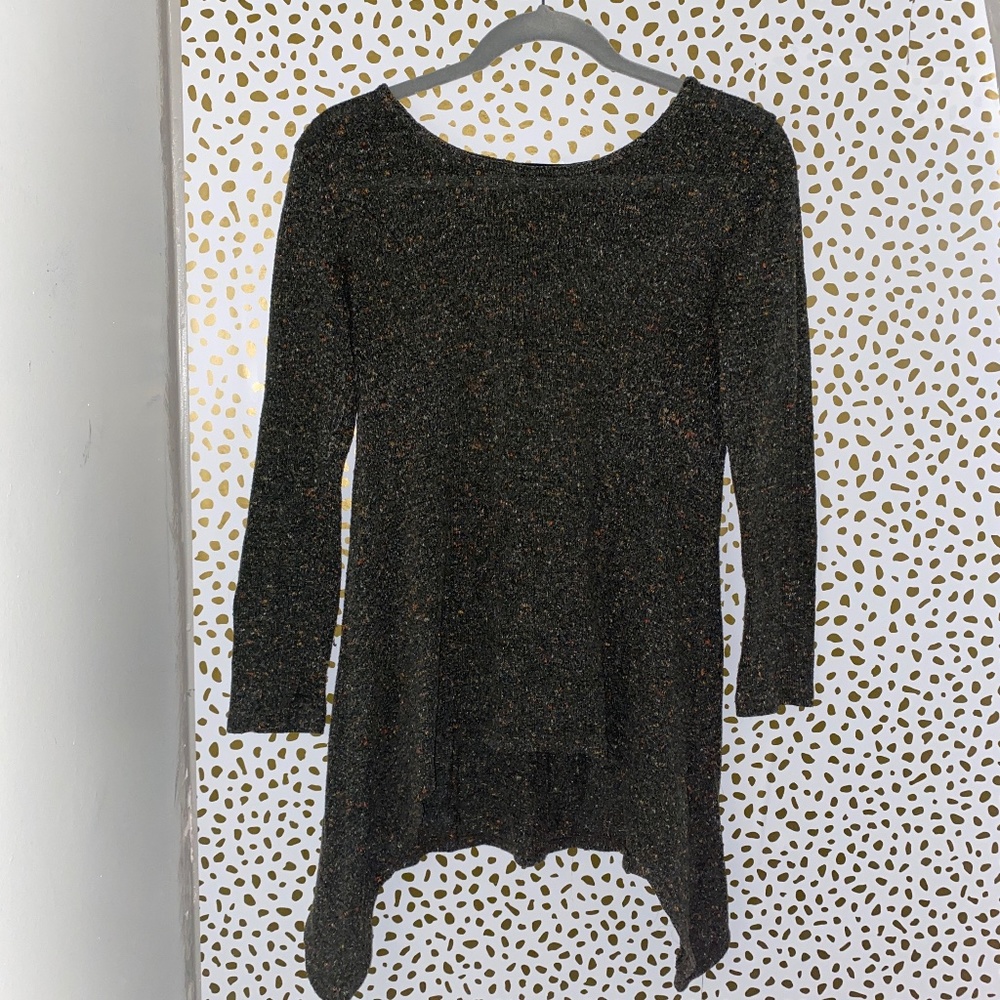 Speckled grey and color sweater